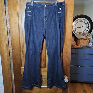 Venezia Jeans 20 Blue Denim Crystal Cut Buttons Embellished Cotton Blnd 30.5 Ins